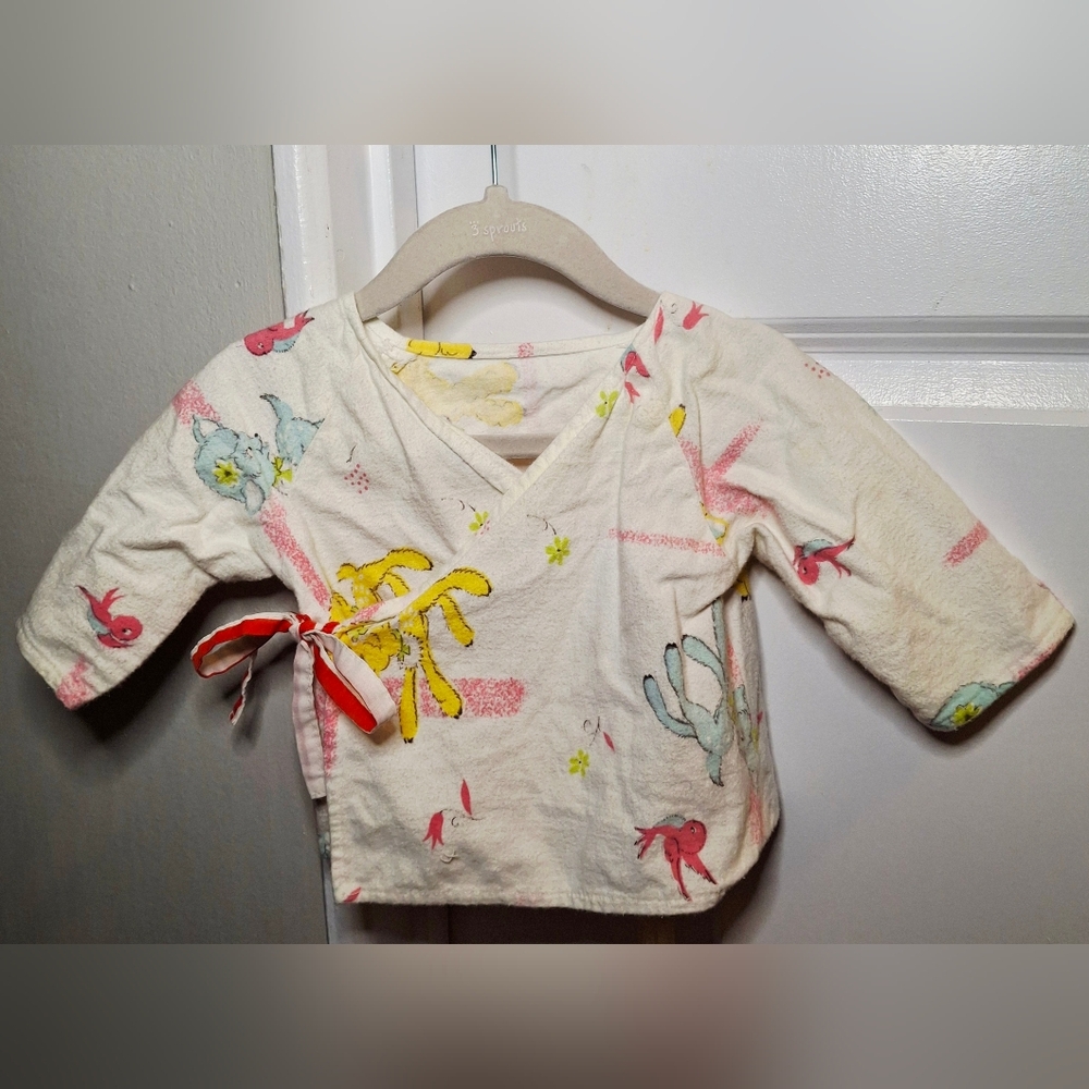 Vintage 80s 🌲🦌Adorable Handmade Forest Animal Wrap Top (3-6 mo)